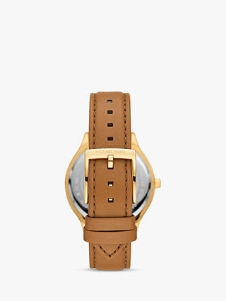 Michael Kors MK7465 Women's Slim Runway Leather Strap Watch, Gold/Brown