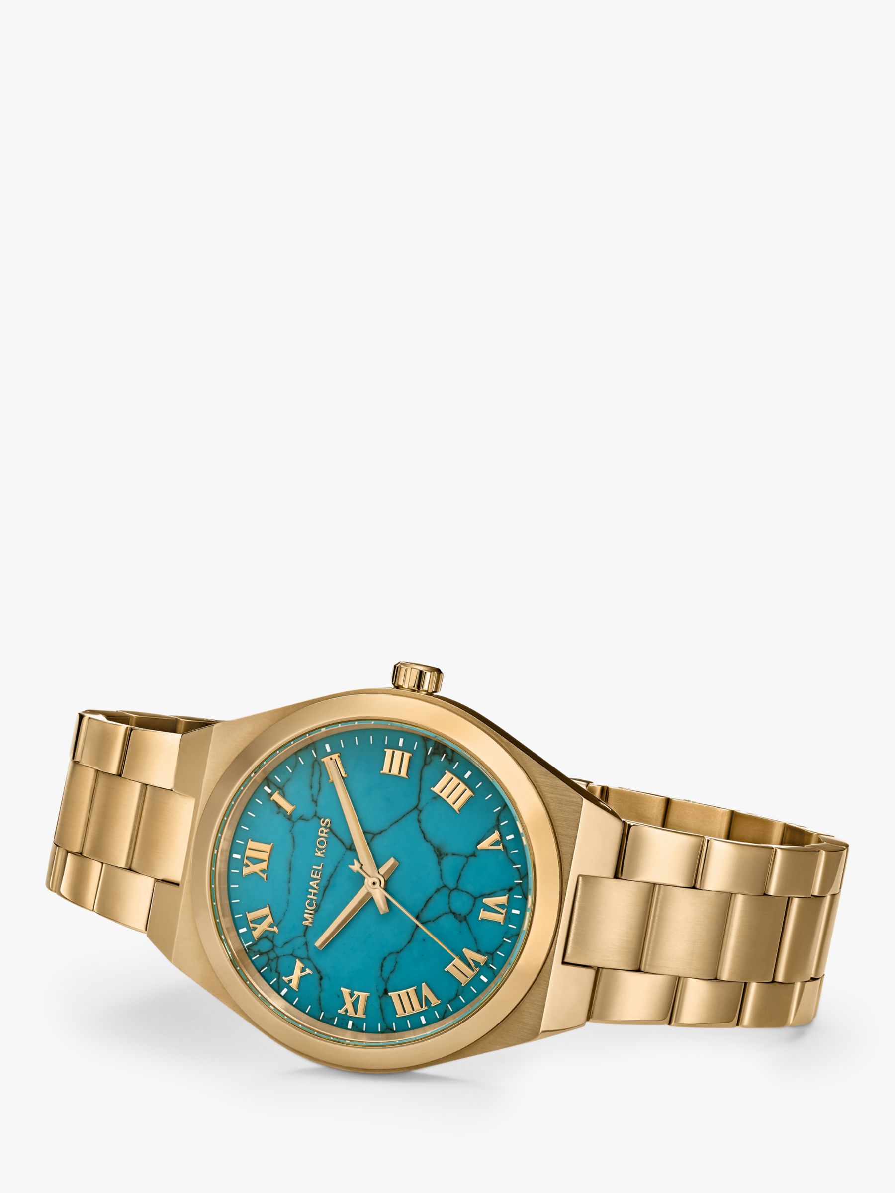 Buy Michael Kors MK4813 Women's Lennox Bracelet Strap Watch, Gold/Blue Online at johnlewis.com