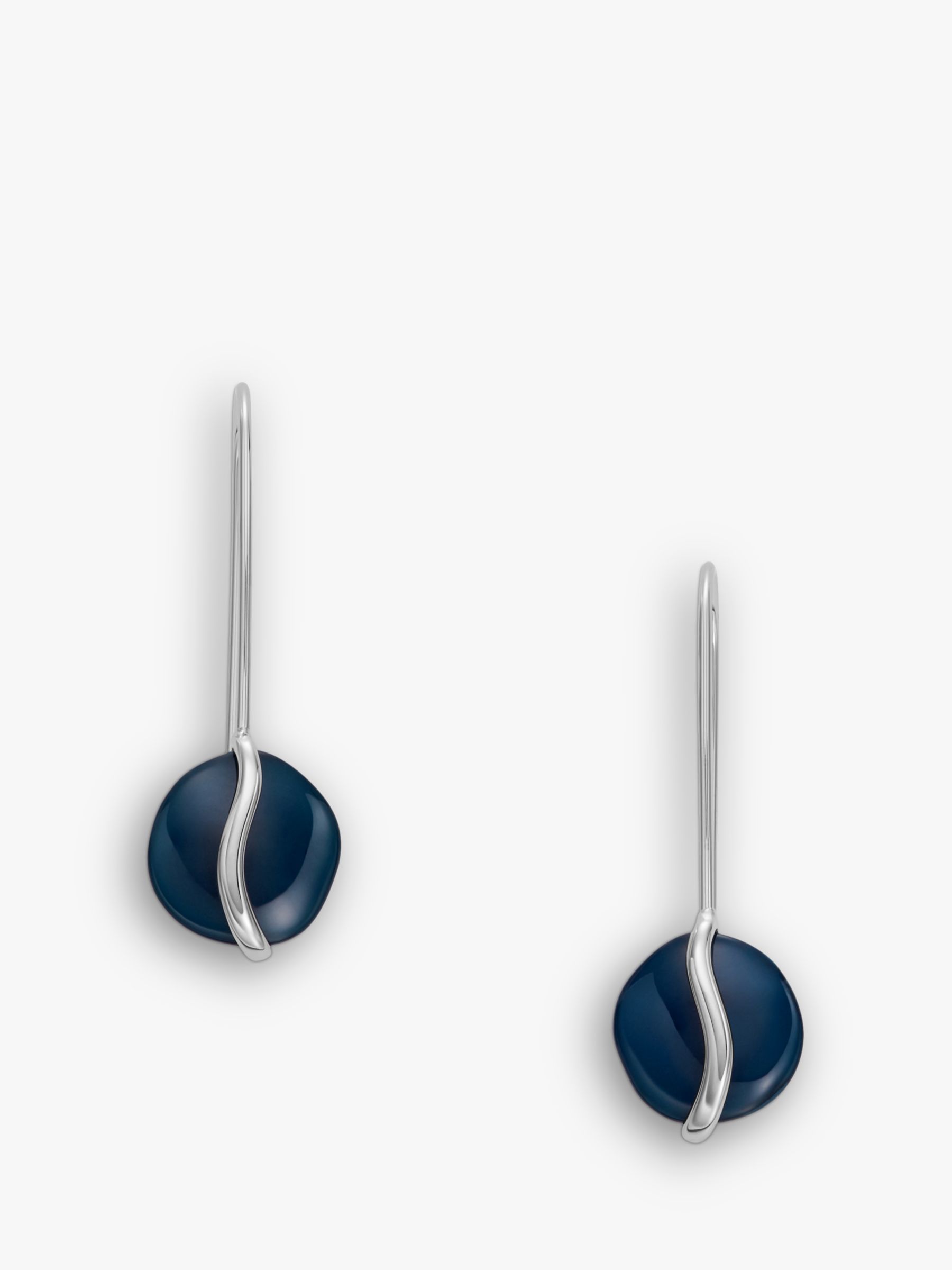 Skagen Glass Stone Wave Drop Earrings Silver Blue at John Lewis