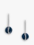 Skagen Glass Stone Wave Drop Earrings, Silver/Blue