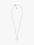 Skagen Glass Stone Wave Pendant Necklace, Rose Gold/White