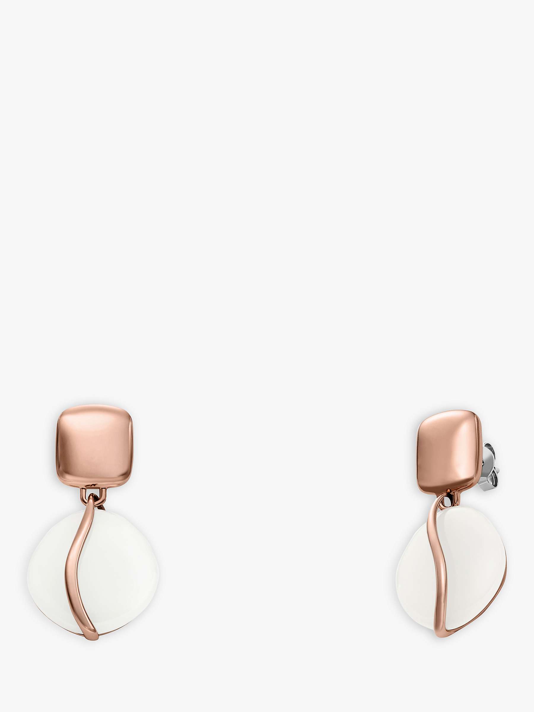 Buy Skagen Stone Glass Drop Earrings, Rose Gold/White Online at johnlewis.com