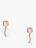 Skagen Stone Glass Drop Earrings, Rose Gold/White