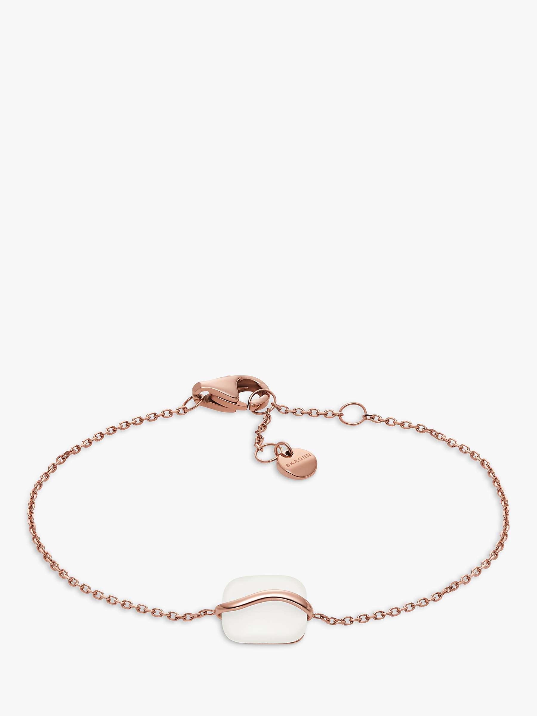 Buy Skagen Glass Stone Cable Chain Bracelet, Rose Gold/White Online at johnlewis.com