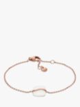 Skagen Glass Stone Cable Chain Bracelet, Rose Gold/White