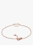 Skagen Glass Stone Cable Chain Bracelet, Rose Gold/White