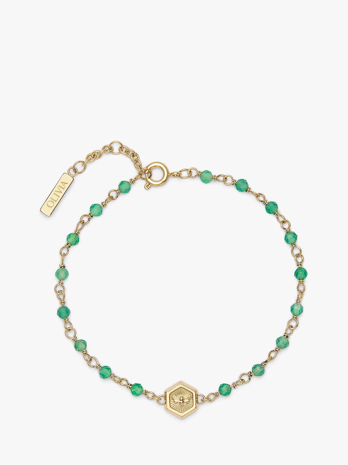 Buy Olivia Burton Beaded Agate Charm Bracelet, Gold/Green Online at johnlewis.com