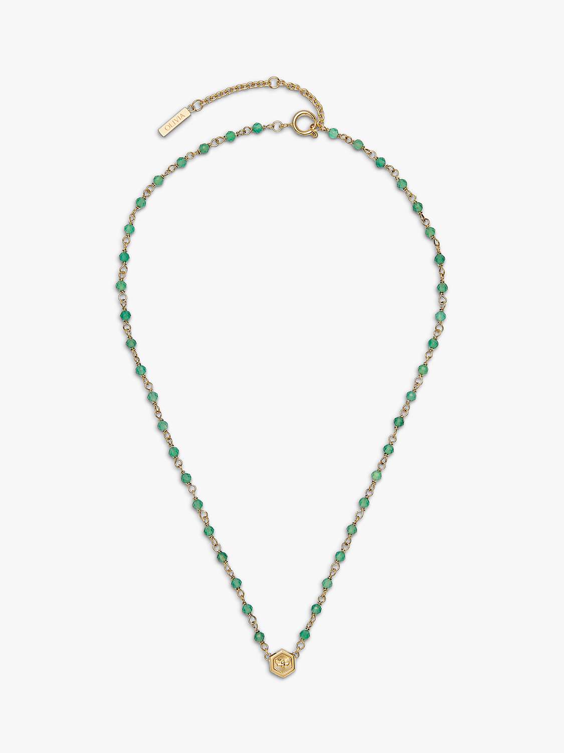 Buy Olivia Burton Sun And Moon Agate Pendant Necklace, Gold/Green Online at johnlewis.com