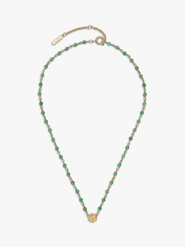 Olivia Burton Sun And Moon Agate Pendant Necklace, Gold/Green
