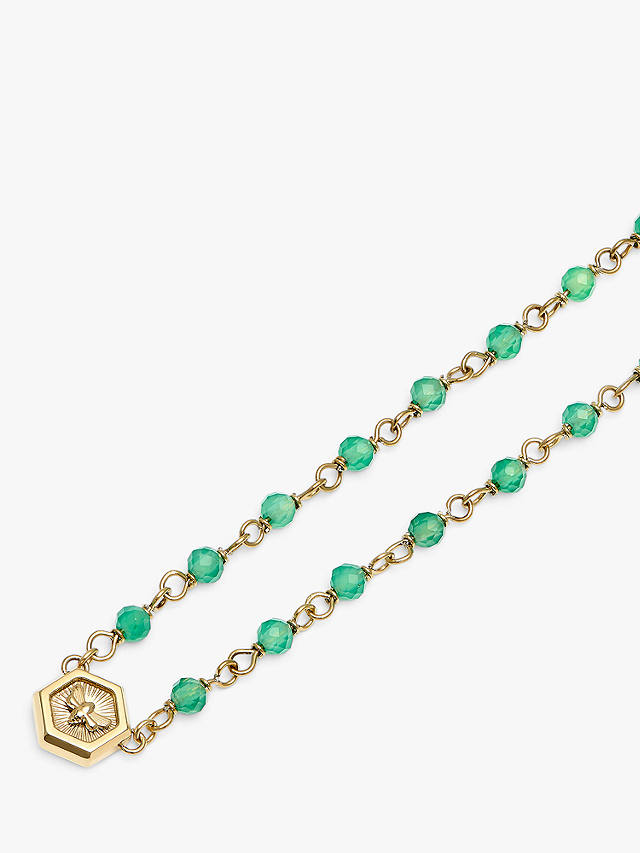 Olivia Burton Sun And Moon Agate Pendant Necklace, Gold/Green