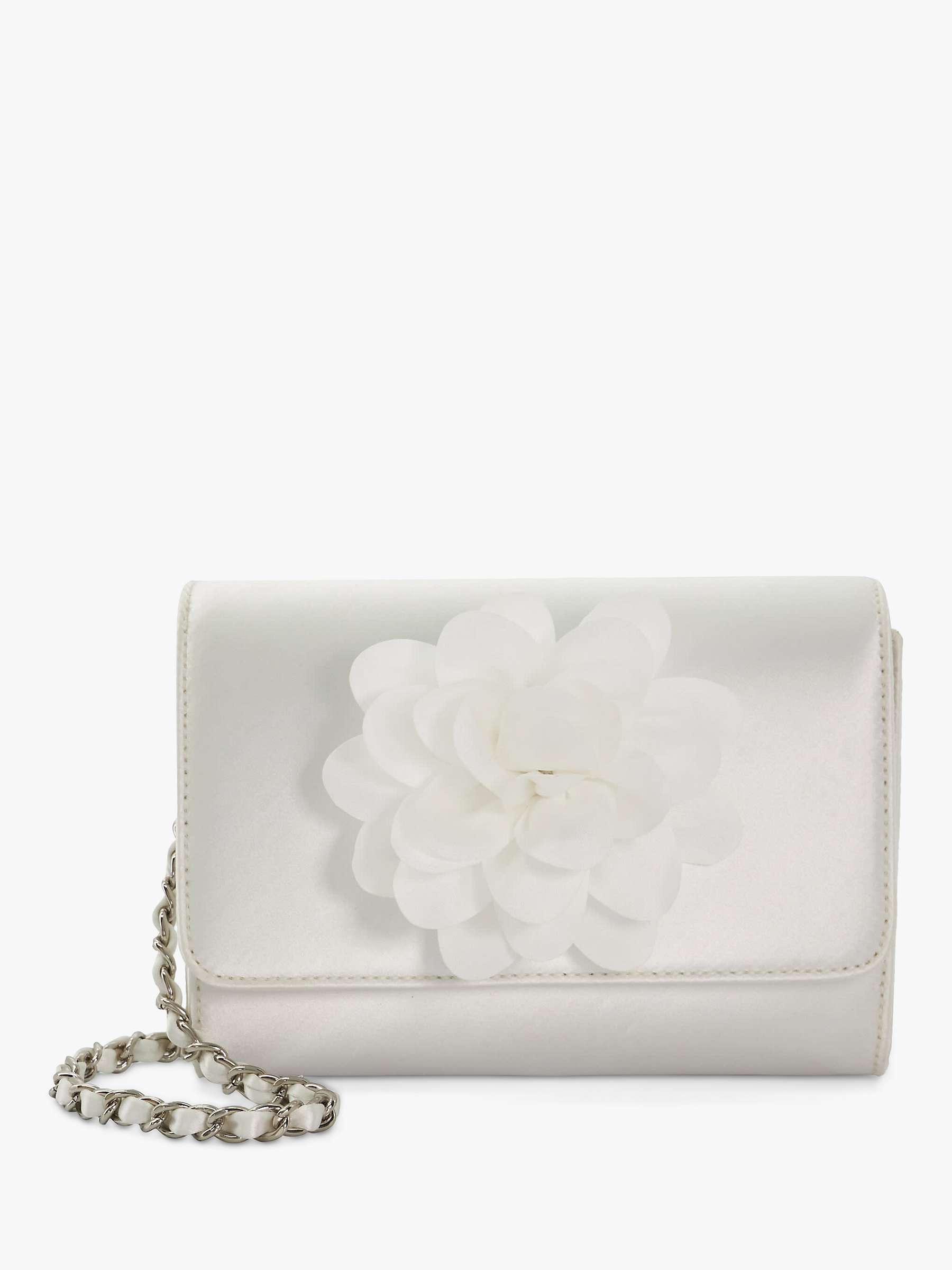 Buy Dune Blossoming Satin Flower Clutch Bag, White Online at johnlewis.com