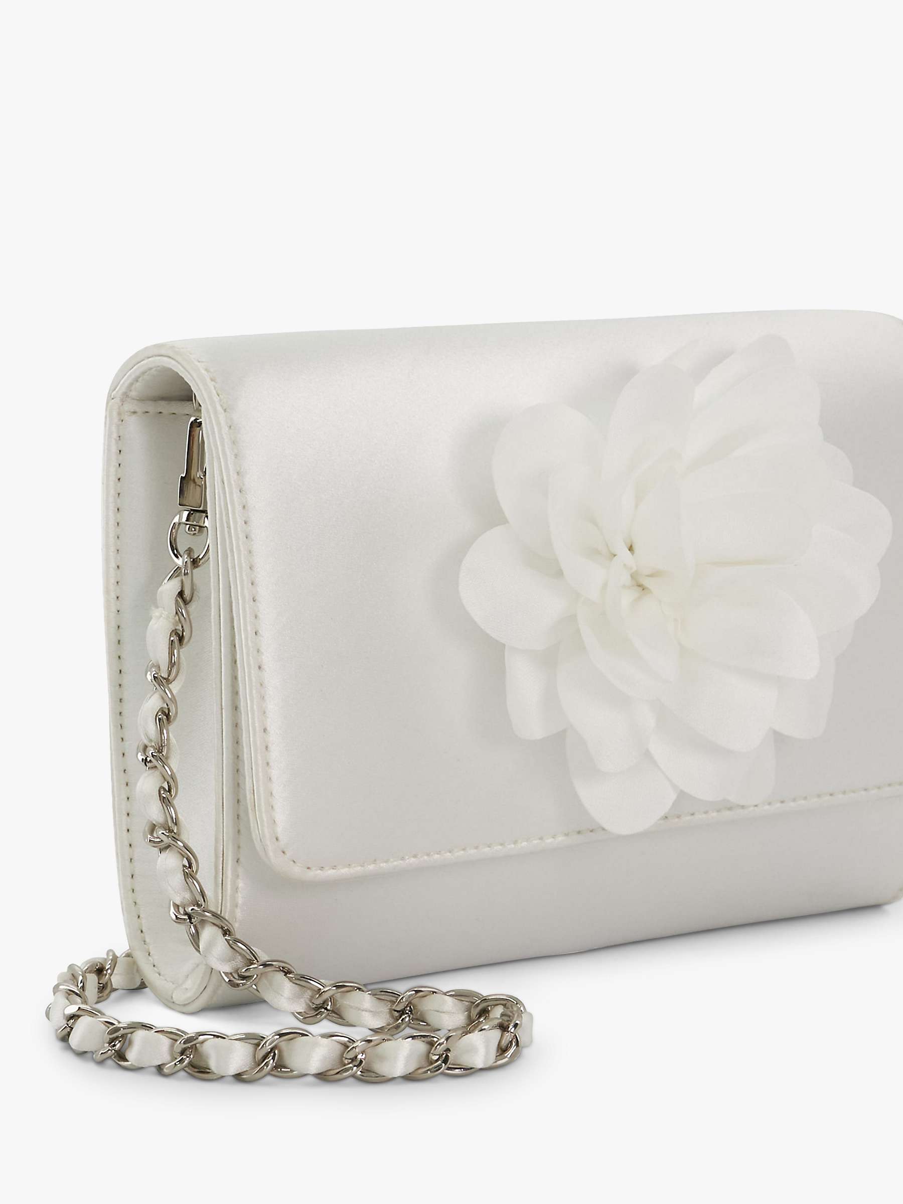 Buy Dune Blossoming Satin Flower Clutch Bag, White Online at johnlewis.com