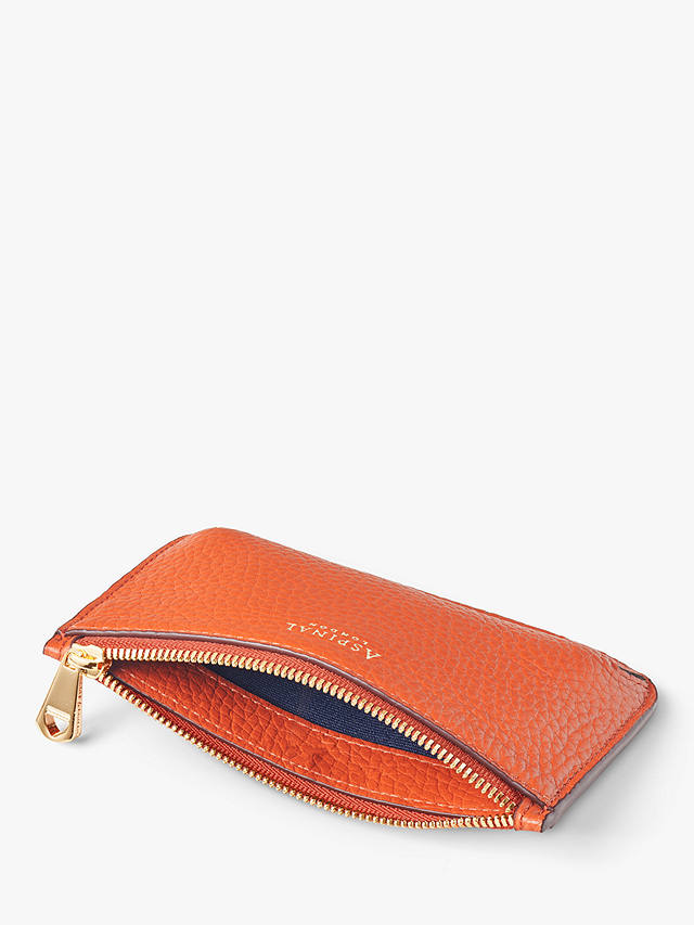Aspinal of London Ella Pebble Grain Leather Card and Coin Holder, Orange