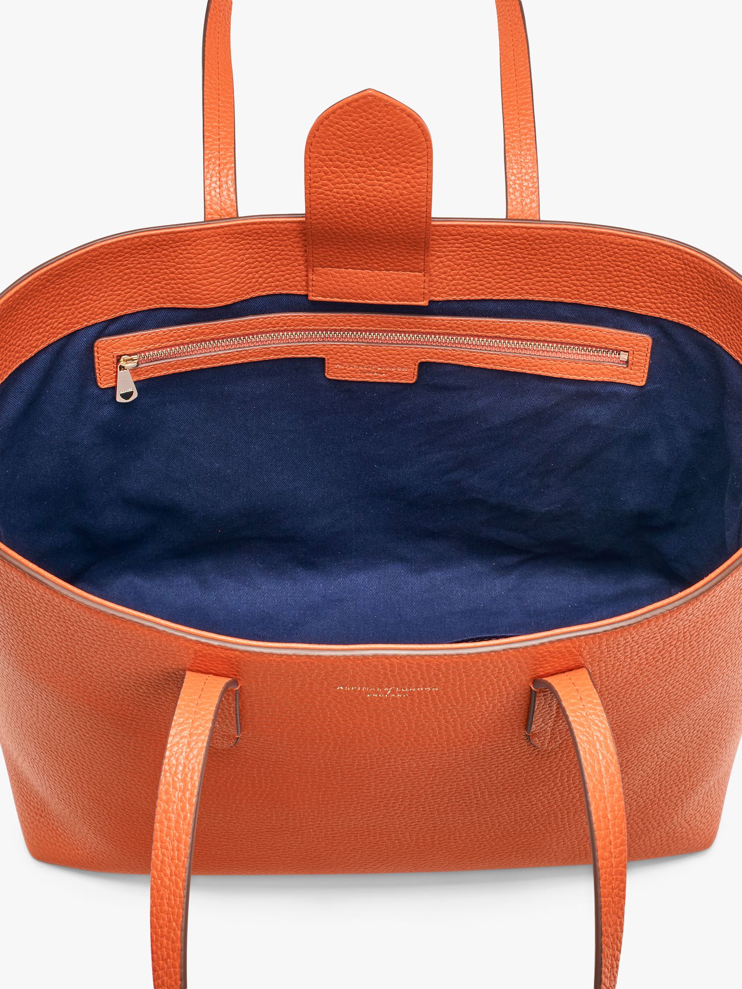 Aspinal of London Regent East West Pebble Leather Tote Bag, Orange at ...