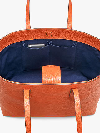 Aspinal of London Regent East West Pebble Leather Tote Bag, Orange