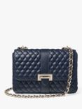 Aspinal of London Lottie Large Smooth Quilted Leather Shoulder Bag, Navy