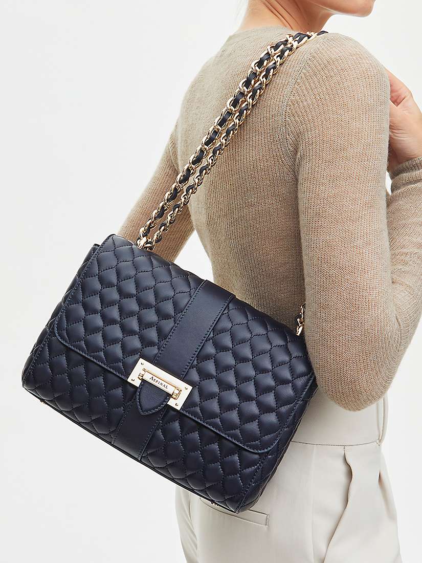 Buy Aspinal of London Lottie Large Smooth Quilted Leather Shoulder Bag Online at johnlewis.com