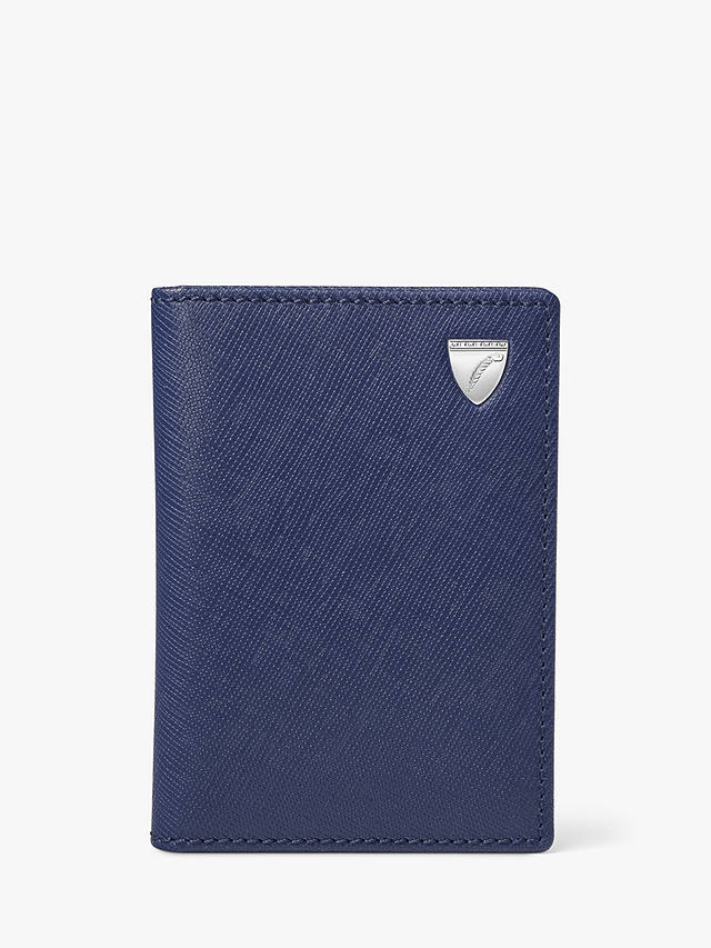 Aspinal of London Double Fold Leather Credit Card Holder, Caspian Blue