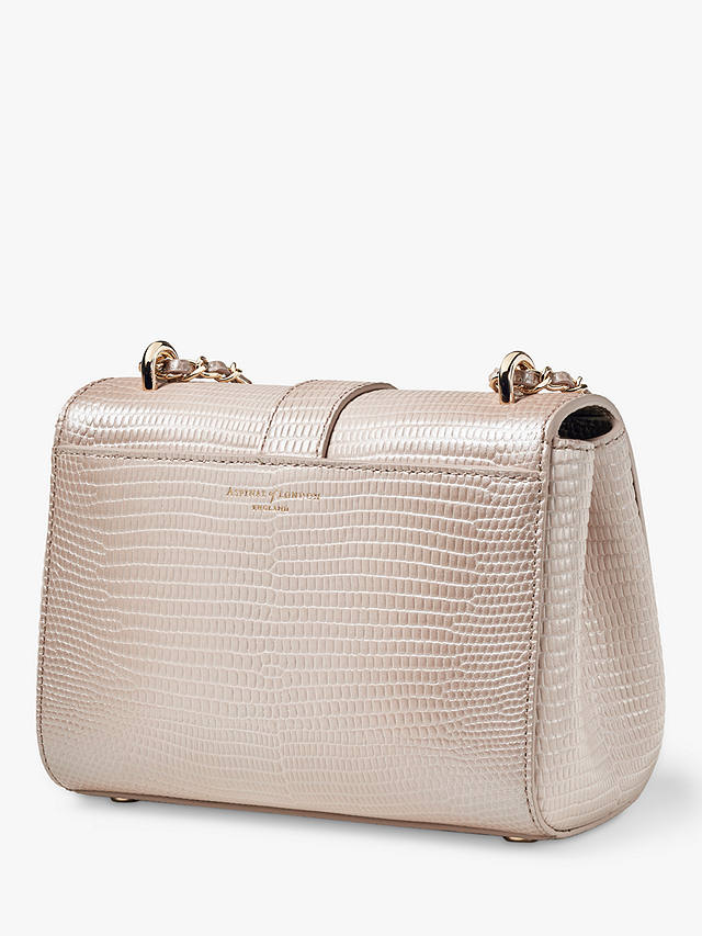 Aspinal of London Lottie Small Lizard Leather Shoulder Bag, Oyster