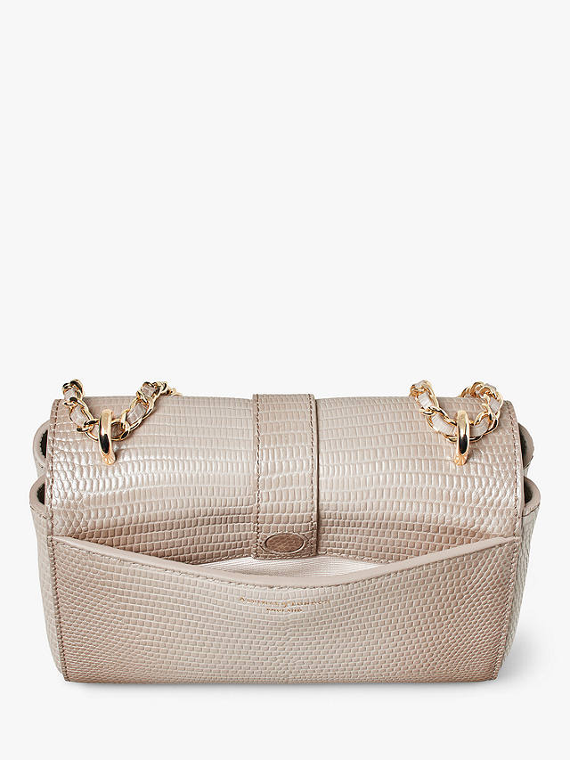 Aspinal of London Lottie Small Lizard Leather Shoulder Bag, Oyster
