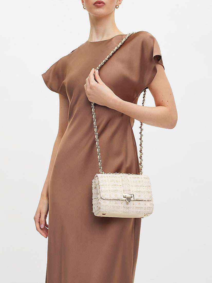 Buy Aspinal of London Lottie Tweed Shoulder Bag, Ivory/Gold Online at johnlewis.com