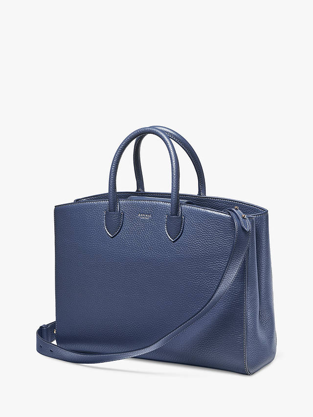 Aspinal of London Madison Pebble Leather Tote Bag, Caspian Blue