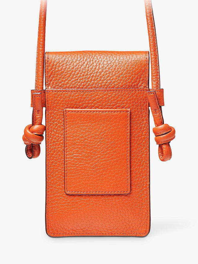 Aspinal of London Ella Full Grain Pebble Leather Phone Pouch, Orange