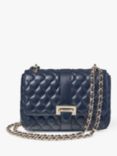 Aspinal of London Lottie Small Smooth Quilted Leather Shoulder Bag, Navy