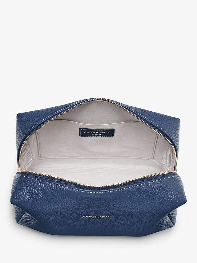 Aspinal of London Large Pebble Leather Toiletry Bag, Caspian Blue