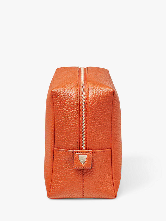 Aspinal of London Large Pebble Leather Toiletry Bag, Orange