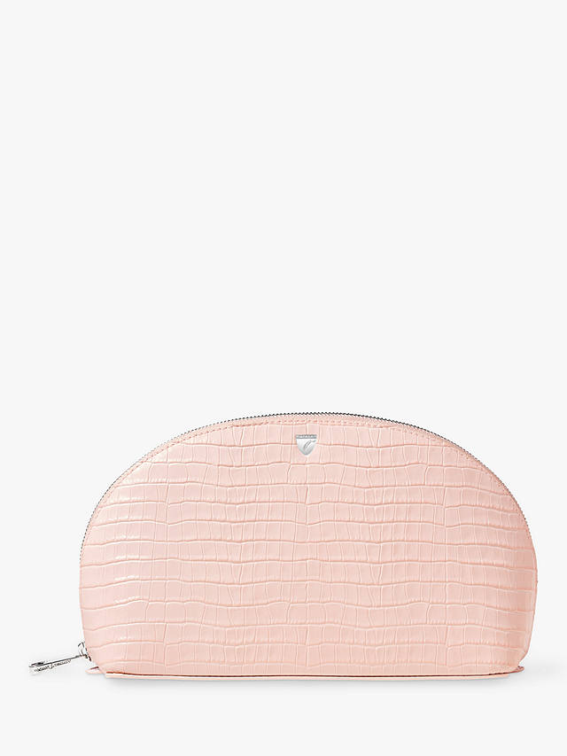Aspinal of London Large Croc Effect Leather Cosmetic Case, Rose 1