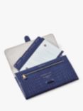 Aspinal of London Croc Effect Leather Travel Wallet, Caspian Blue