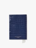 Aspinal of London Croc Effect Leather Passport Cover, Caspian Blue