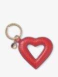 Aspinal of London Small Leather Hollow Heart Keyring, Cardinal Red