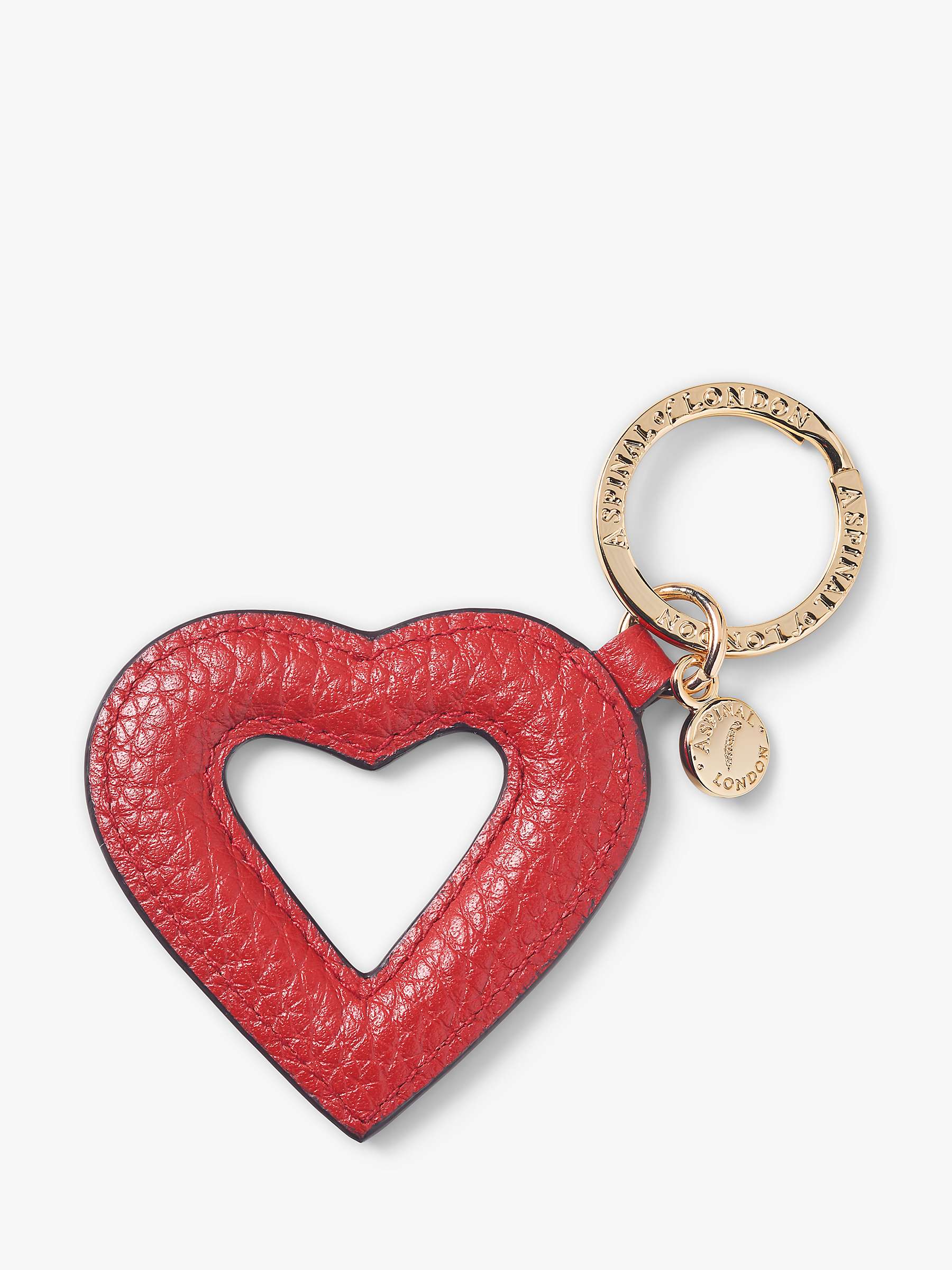 Buy Aspinal of London Small Leather Hollow Heart Keyring Online at johnlewis.com