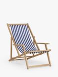 John Lewis ANYDAY Acacia Wood Deck Chair Frame & Striped Sling, Natural/Blue