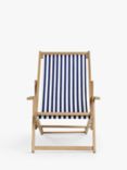 John Lewis ANYDAY Acacia Wood Deck Chair Frame & Striped Sling, Natural/Blue