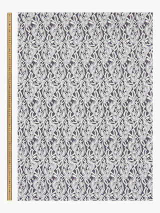 Peter Horton Textiles Leaf Motif Viscose Fabric, Grey