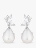 Jon Richard Pearl And Crystal Drop Earrings, Silver