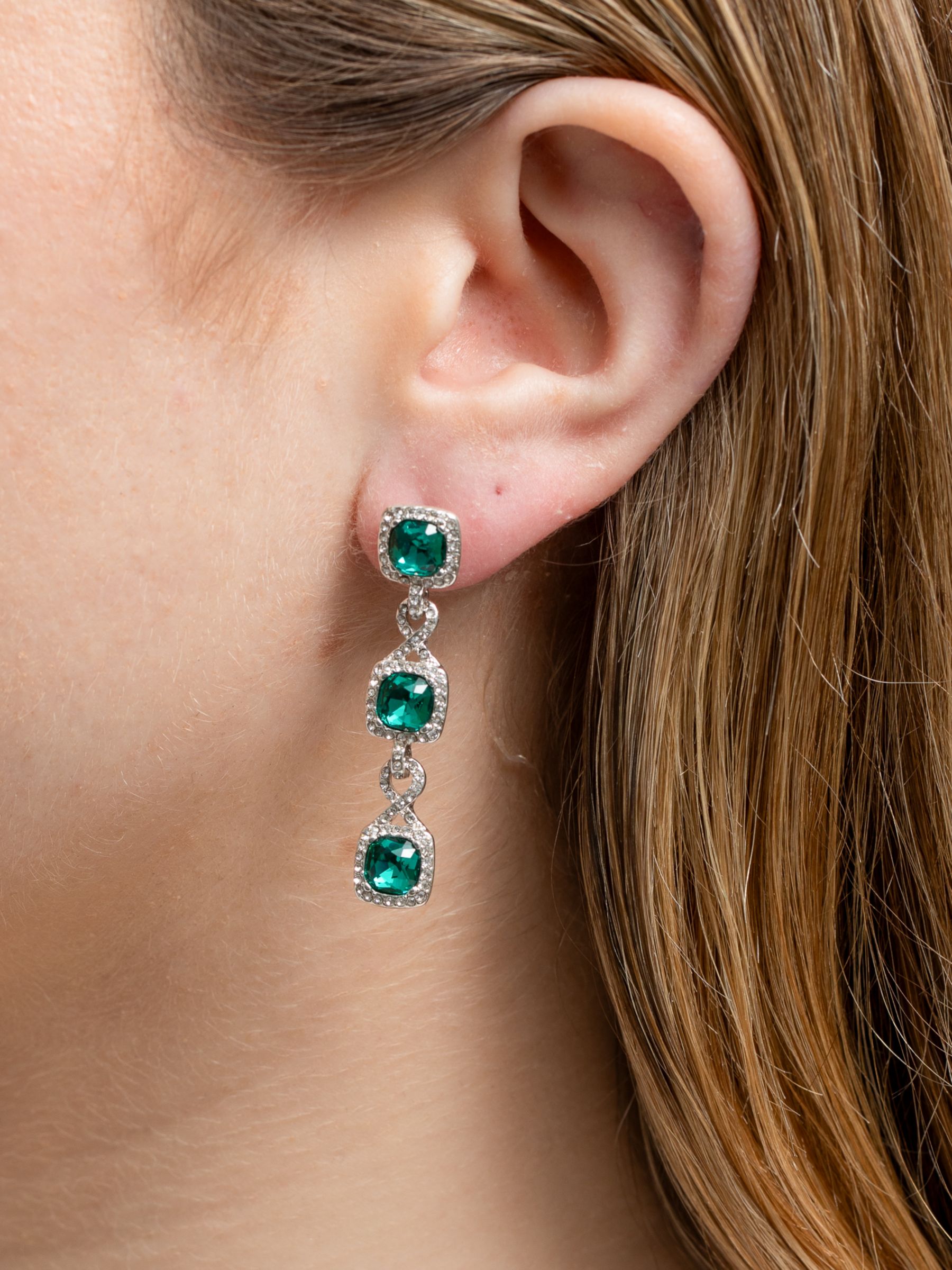 Buy Jon Richard Emerald Infinity Earrings, Green/Silver Online at johnlewis.com