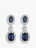 Jon Richard Blue Cubci Zirconia Halo Drop Earrings, Silver