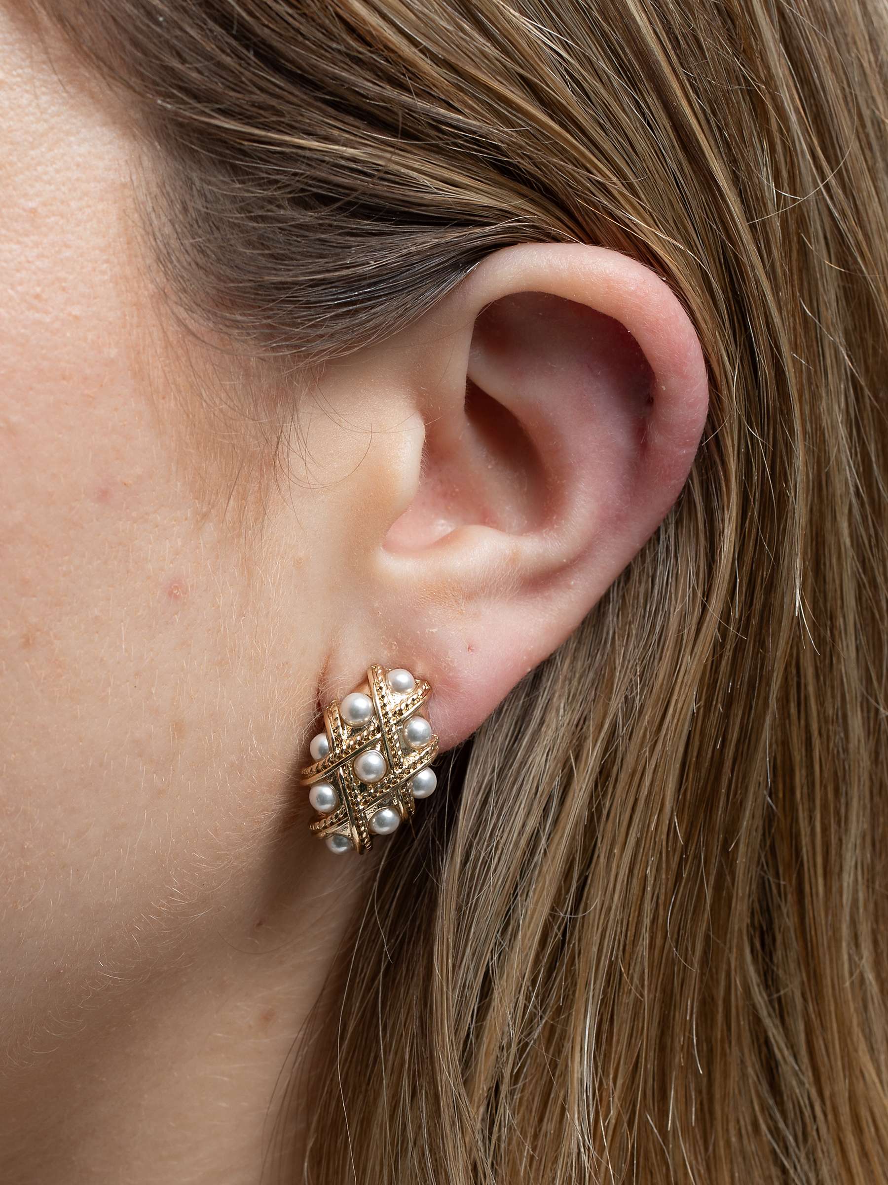 Buy Jon Richard Vintage Inspired Pearl Clip-On Earrings, Gold Online at johnlewis.com