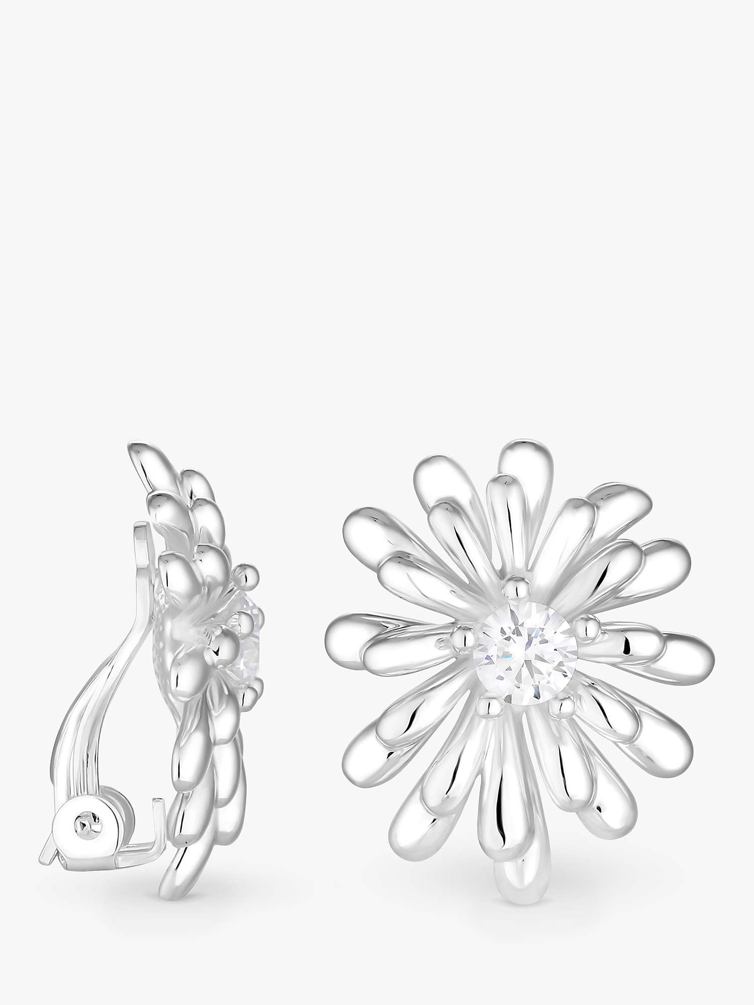 Buy Jon Richard Silver Plated Floral Clip On Earrings, Silver Online at johnlewis.com