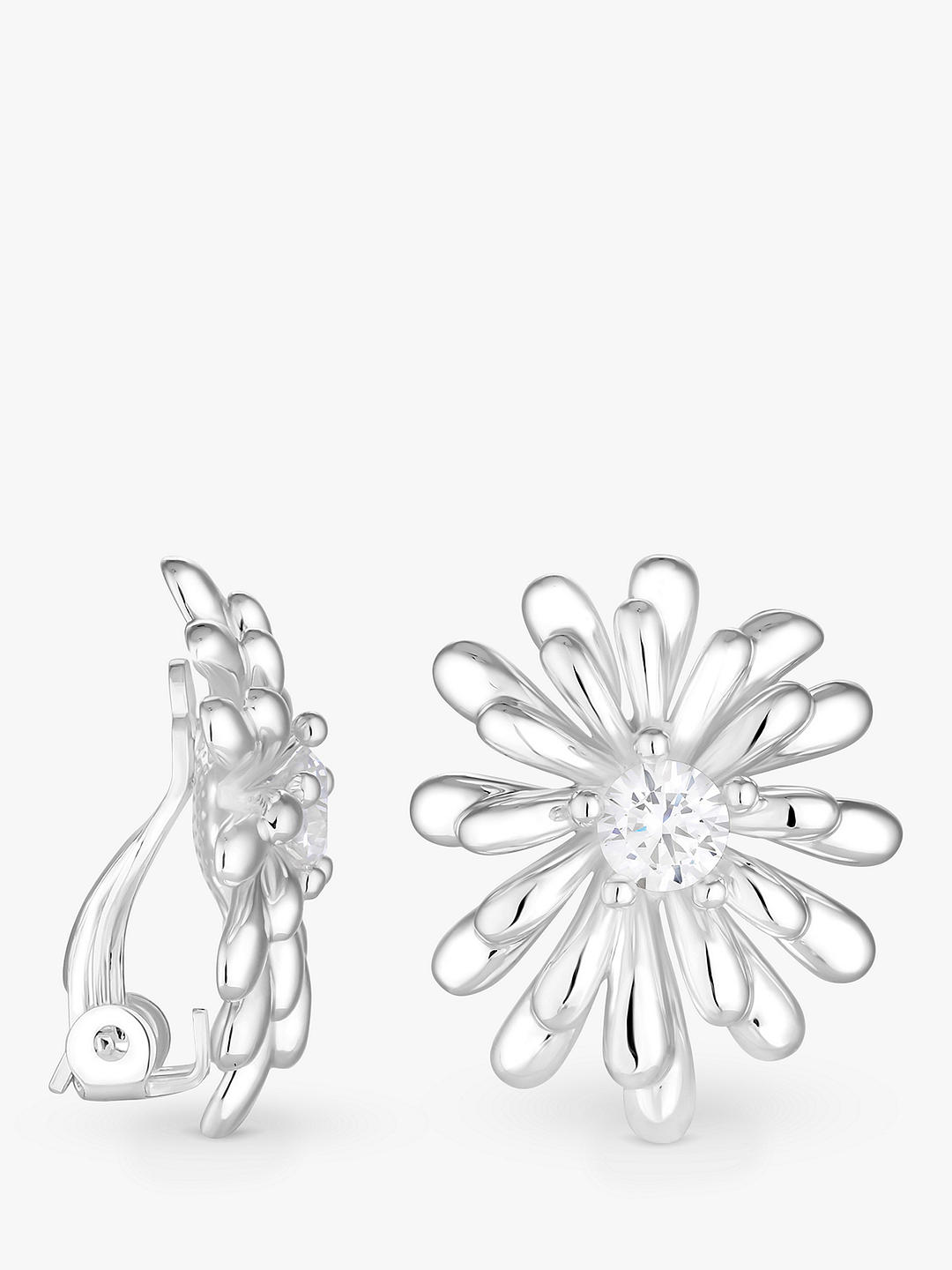 Jon Richard Silver Plated Floral Clip On Earrings, Silver