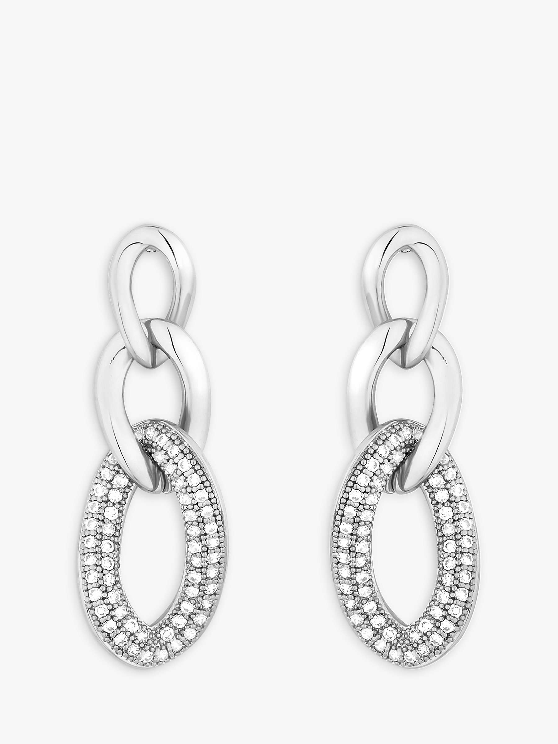 Buy Jon Richard Silver Plated Crystal Chain Drop Earrings, Silver Online at johnlewis.com
