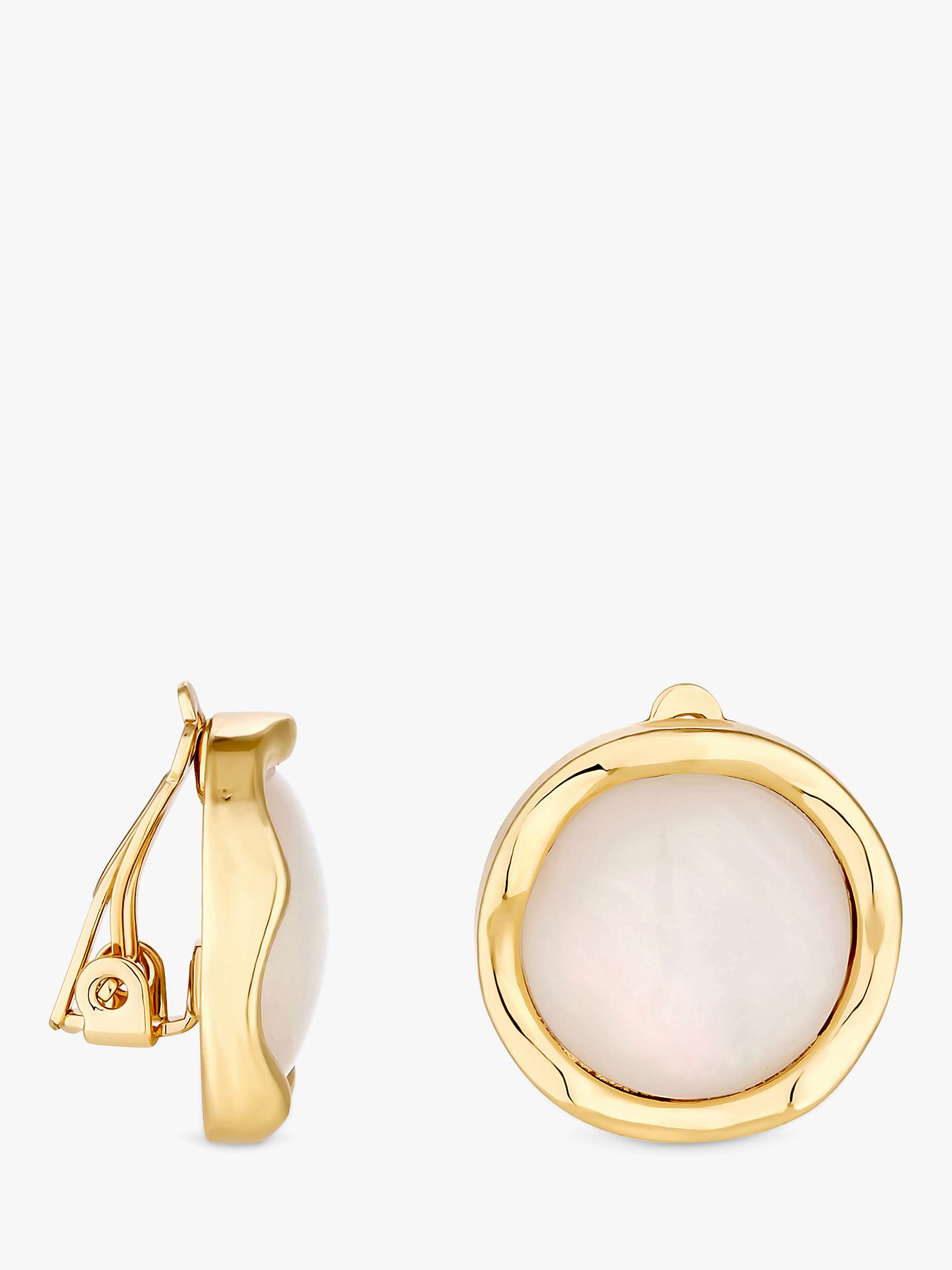 Buy Jon Richard Oversized Mother Of Pearl Round Clip On Earrings, Gold Online at johnlewis.com