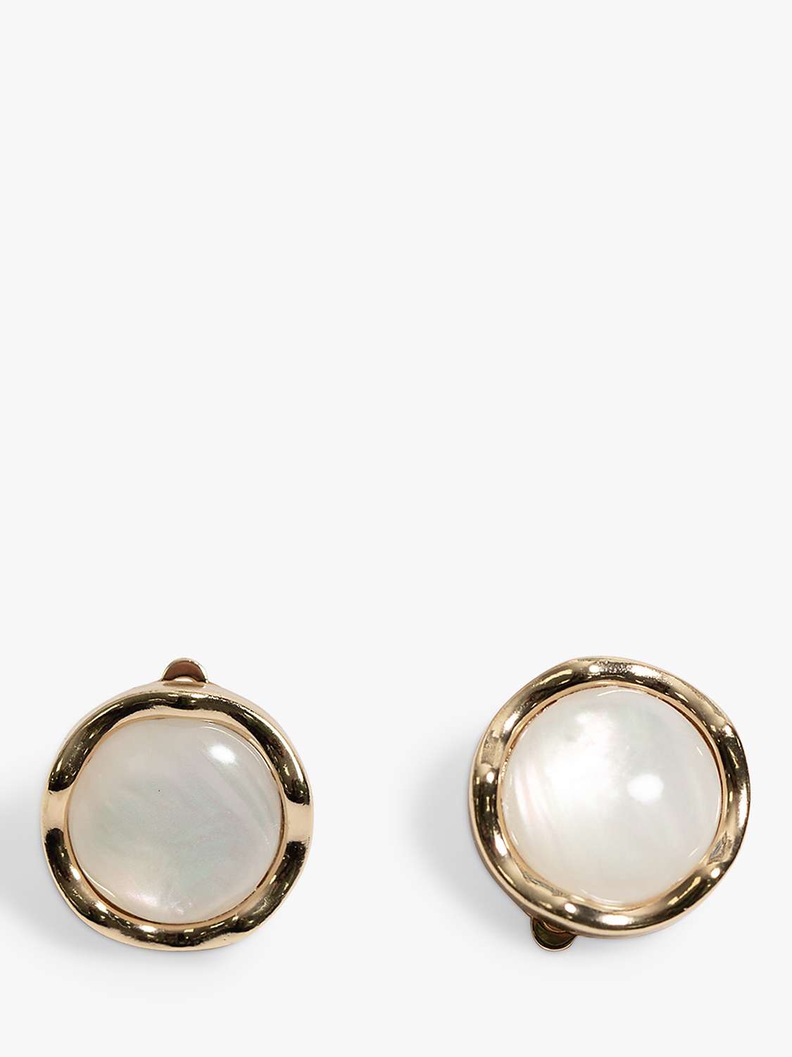 Buy Jon Richard Oversized Mother Of Pearl Round Clip On Earrings, Gold Online at johnlewis.com