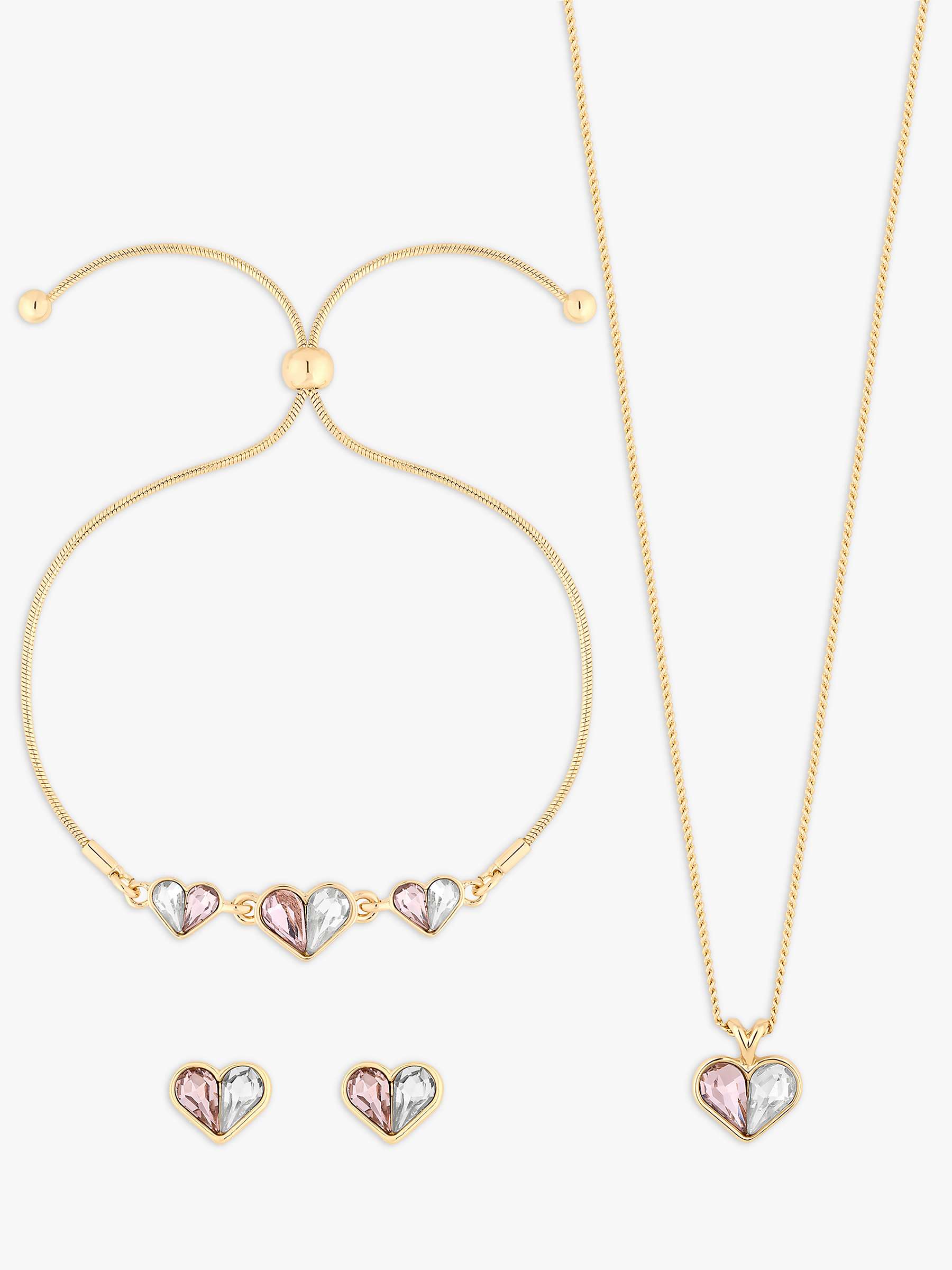 Buy Jon Richard Crystal Heart Pendant Necklace, Stud Earrings & Bracelet Jewellery Set, Gold Online at johnlewis.com