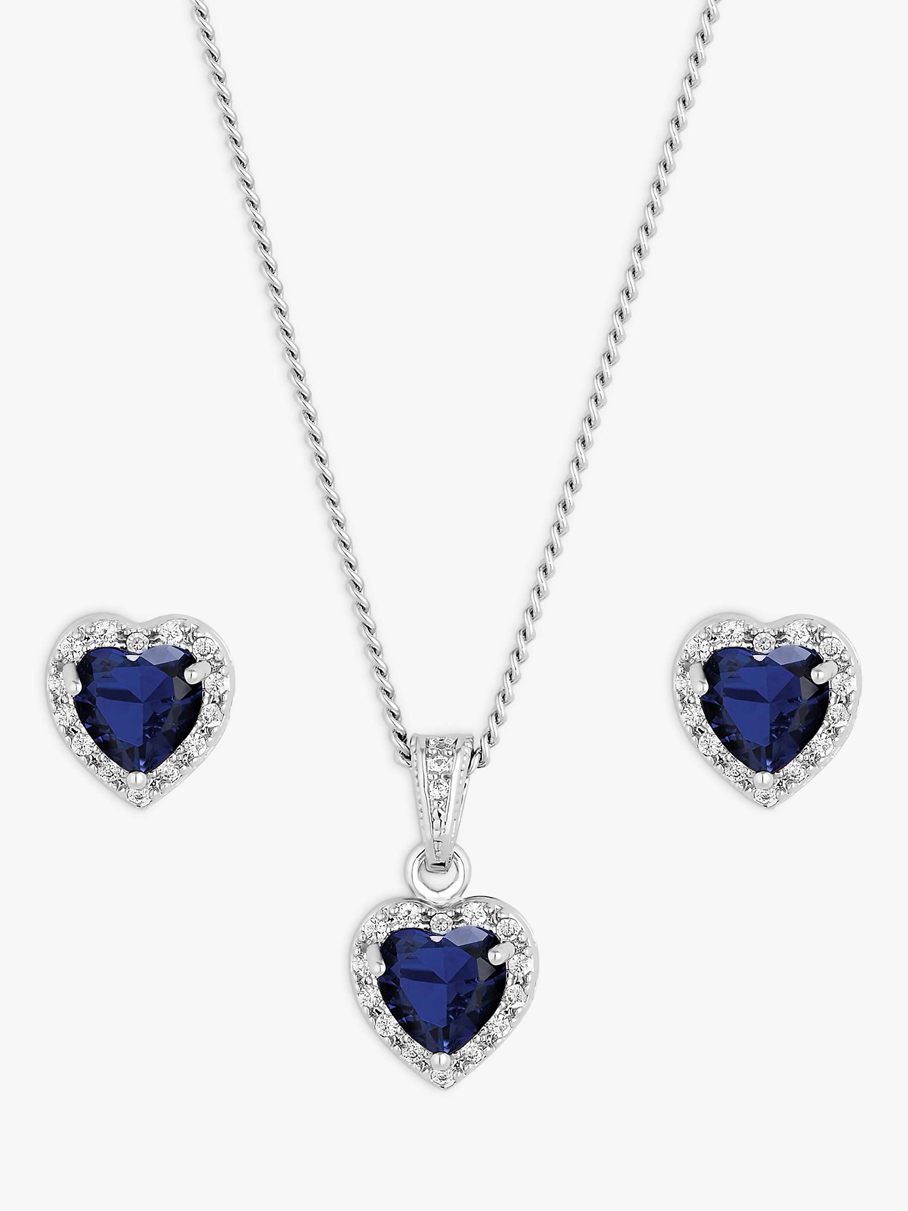 Buy Jon Richard Cubic Zirconia Heart Pendant Necklace and Stud Earrings Jewellery Set Online at johnlewis.com