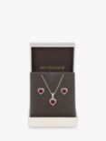 Jon Richard Cubic Zirconia Heart Pendant Necklace and Stud Earrings Jewellery Set, Silver/Red